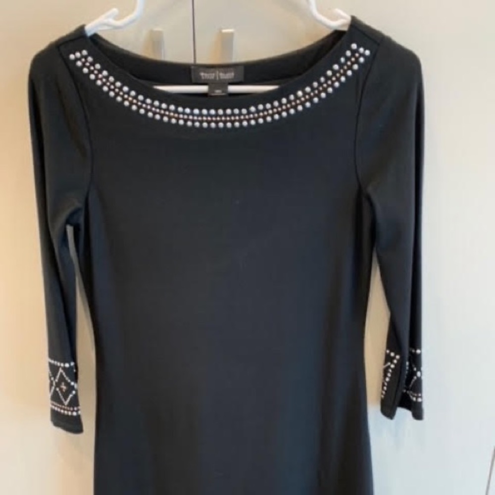 White House Black Market Black Dress w/stud accent